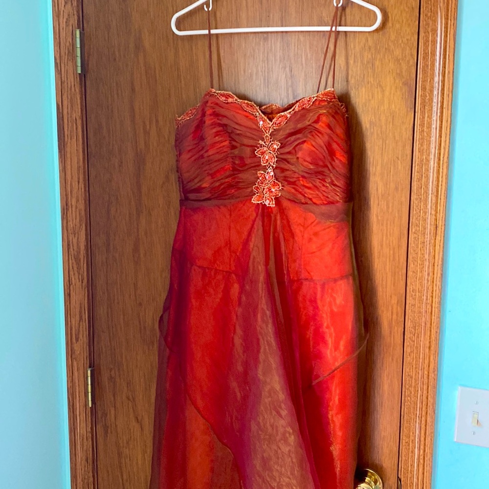 Y2K orange maxi dress gown prom